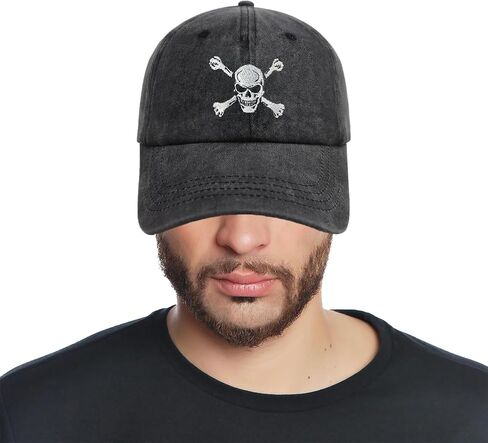 Skull and Crossbones Baseball Cap for Men Women, Funny Adjustable Embroidered Skeleton Hat in Saudi Arabia