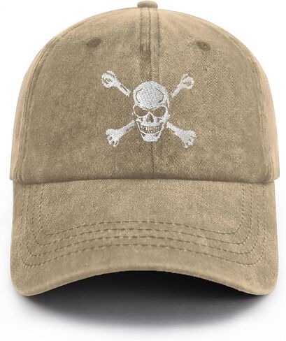 Skull and Crossbones Baseball Cap for Men Women, Funny Adjustable Embroidered Skeleton Hat in Saudi Arabia
