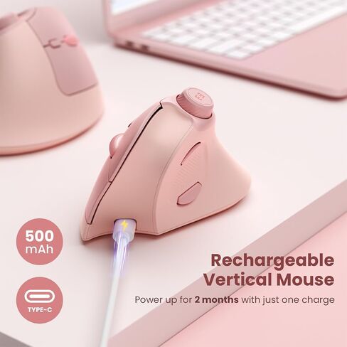 seenda Ergonomic Mouse Rechargeable, Vertical Wireless Mouse with Volume knob, Quiet clicks, 3 Device Connection (Bluetooth or USB), Optical Mice for Windows, PC/Mac- Black in Kuwait