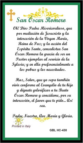San Oscar Romero San Romero Monseñor Romero Patron من السلفادور بطاقة الصلاة المباركة الميدالية أو الميدالية المؤكسدة in Kuwait