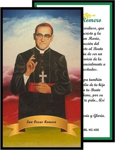 San Oscar Romero San Romero Monseñor Romero Patron من السلفادور بطاقة الصلاة المباركة الميدالية أو الميدالية المؤكسدة in Kuwait