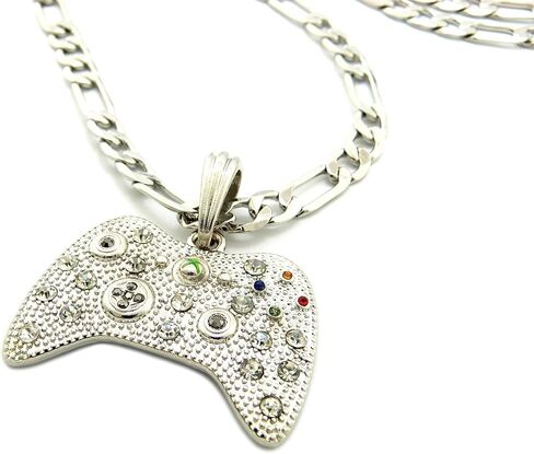 New Iced Out Game Controller Pendant 5mm/24" Figaro Chain Hip Hop Necklace MSP379 in Saudi Arabia