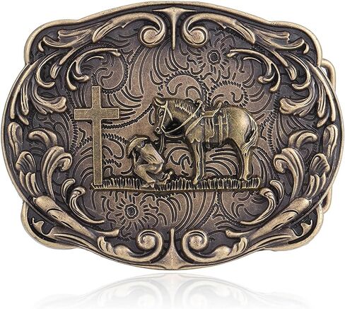 Western Belt Buckle for Men Vintage Cowboy Rodeo Texas Longhorn bull Belt Buckles in Kuwait