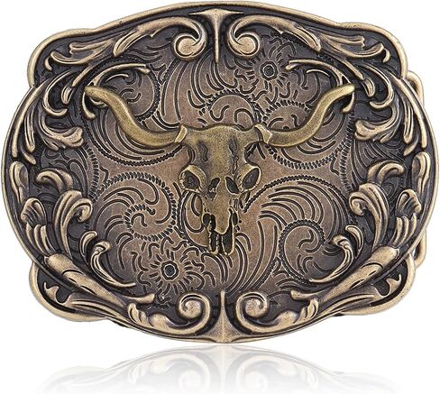 Western Belt Buckle for Men Vintage Cowboy Rodeo Texas Longhorn bull Belt Buckles in Kuwait