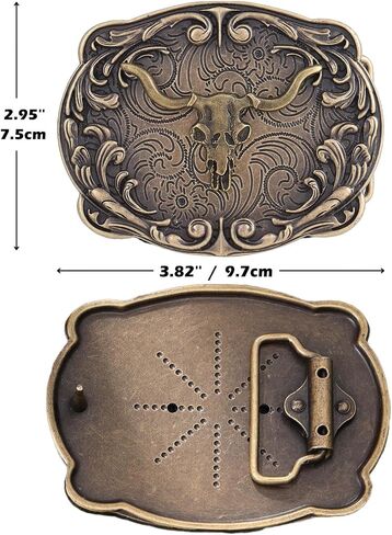 Western Belt Buckle for Men Vintage Cowboy Rodeo Texas Longhorn bull Belt Buckles in Kuwait