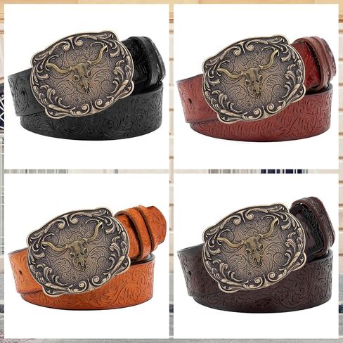 Western Belt Buckle for Men Vintage Cowboy Rodeo Texas Longhorn bull Belt Buckles in Kuwait