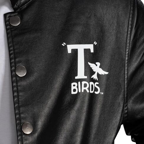 Mad Engine Grease Movie Black T-Birds Men's Black Leather Jacket 50s Halloween Costume Cosplay in Saudi Arabia