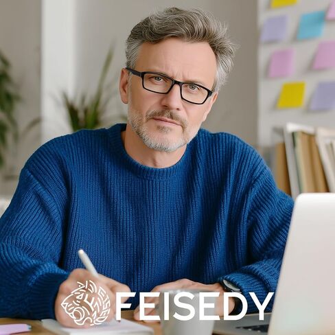 FEISEDY 6 Pack Classic Reading Glasses - Traditional, Lightweight, Black Frame, Rectangular Readers B0297 in Saudi Arabia
