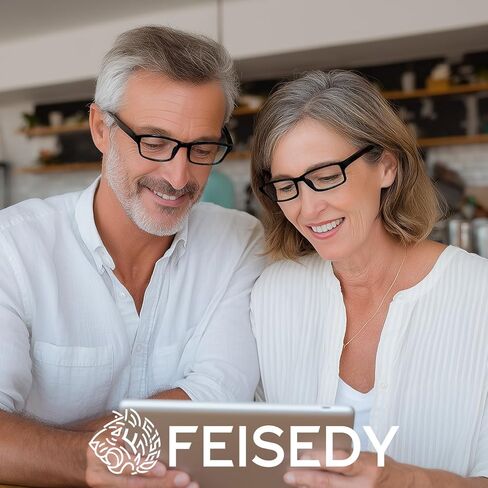 FEISEDY 6 Pack Classic Reading Glasses - Traditional, Lightweight, Black Frame, Rectangular Readers B0297 in Saudi Arabia
