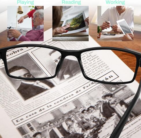 FEISEDY 6 Pack Classic Reading Glasses - Traditional, Lightweight, Black Frame, Rectangular Readers B0297 in Saudi Arabia