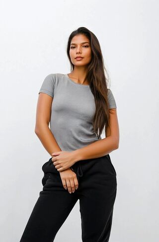 3 Pack Stretch Workout Tee Shirts for Women, Ribbed Crewneck Womens Short Sleeve Yoga Tees (Available in Plus) in Kuwait
