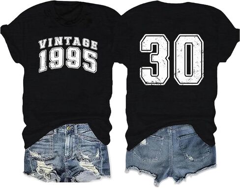 قمصان عيد ميلاد الثلاثين للنساء خمر 1995 Tshirt عيد ميلاد تي شيرت 30 سنة هدايا عيد ميلاد الطرف ثلاثين قمم in Kuwait