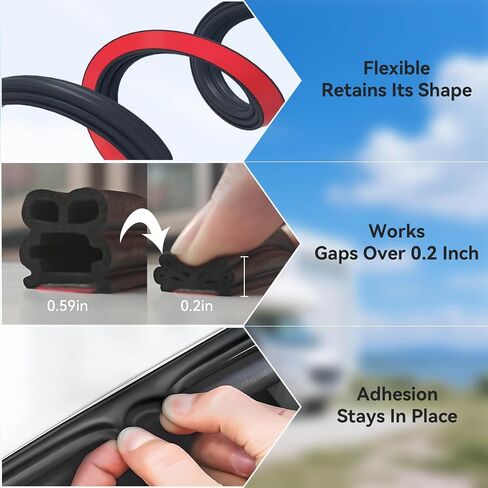 52.5Ft Thickened Car Door Seal Strip, Double Layer Rubber Weather Stripping for Soundproofing & Vibration Reduction - Universal for Trucks, SUVs, RVs, Boats - Auto Doors, Hoods, Trunks, Accessories in Saudi Arabia