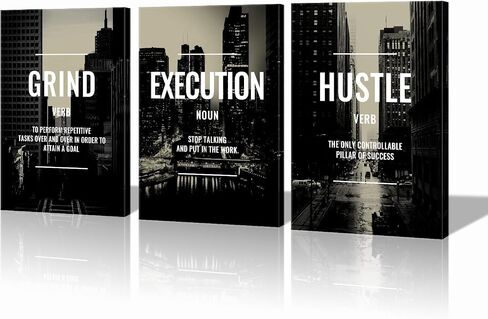 Xbolu Motivational Wall Decor Framed Grind Hustle Execution Wall Art Inspirational Wall Decor for Office Pictures Motivational Posters Canvas Wall Art Prints Artwork Office Wall Decor Ready to Hang in Saudi Arabia