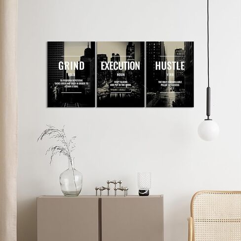 Xbolu Motivational Wall Decor Framed Grind Hustle Execution Wall Art Inspirational Wall Decor for Office Pictures Motivational Posters Canvas Wall Art Prints Artwork Office Wall Decor Ready to Hang in Saudi Arabia