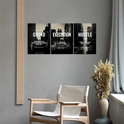 Xbolu Motivational Wall Decor Framed Grind Hustle Execution Wall Art Inspirational Wall Decor for Office Pictures Motivational Posters Canvas Wall Art Prints Artwork Office Wall Decor Ready to Hang in Saudi Arabia