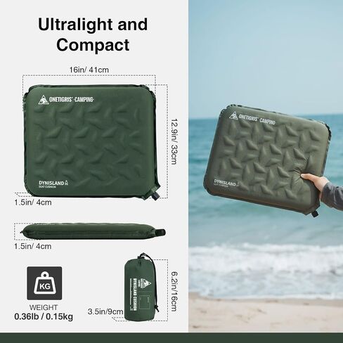 OneTigris Inflatable Seat Cushion - Lightweight & Waterproof Inflatable Travel Cushion, Ideal for Stadiums, Camping, Bleachers, Office, Car, and Airplane Travel- Portable Seat Cushion Chair Pad in Kuwait