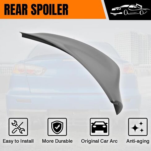 Spoiler Trunk متوافق مع 2008-2017 Mitsubishi Lancer سيدان ، ABS أسود غير مصقول RS على نمط الجذع الخلفي ليدس جناح المفسد in Saudi Arabia