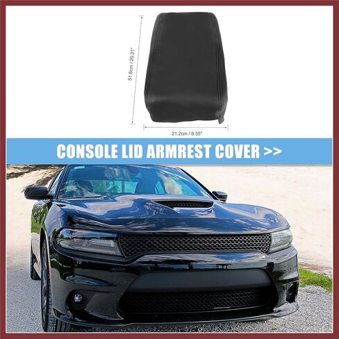 CAR Center Censole Lid Armrest Cover Cover Cover Protector Protection Protection Microfiber Leather for Dodge Charger 2008-2010 Armrest Lid غير المشمولة بقطع الأجزاء السوداء in Saudi Arabia