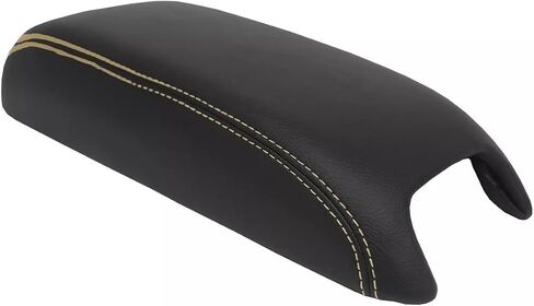 PVC Leather Console Lid Armrest Cover Compatible with Dodge Journey 2011-2020 (Black, White Stitch) in Kuwait