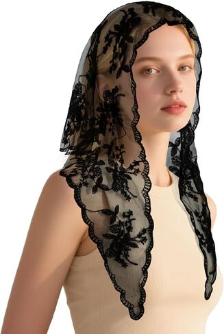 Docila Triangle Chapel حجاب أزياء طباعة الكنيسة الكاثوليكية كتلة Mantilla حجاب رأس مسيحي ديني يغطي وشاح الزفاف in Kuwait