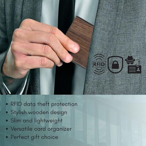 محفظة بطاقة ائتمان خشبية منبثقة-حظر RFID Slim RFID مع قاذف تلقائي للرجال-ملحق هدية آمن وأنيق in Saudi Arabia