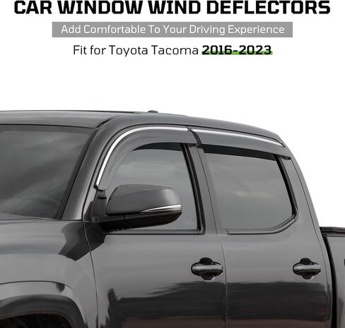 Window Visors Rain Guards Fit for Double Cab Tacoma 2016-2023,Tape-On Rain Guards for Car Windows,Durable PC Material Vent Visors for Cars,Side Window Deflectors for Toyota Tacoma Accessories-4 PCS in Saudi Arabia