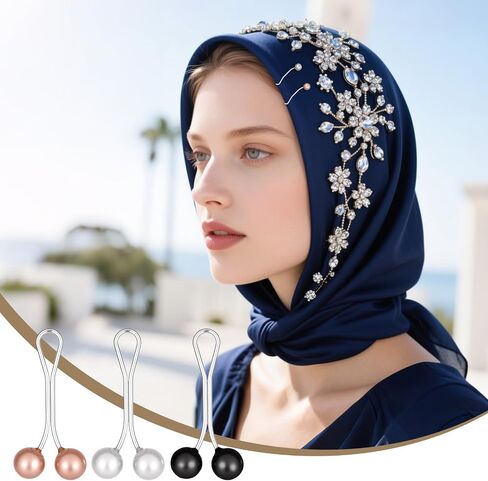 12 PCS حجاب دبابيس للنساء المسلمات ، دبابيس وشاح اللؤلؤ ومقاطع دبابيس بروش لؤلؤة لشرح شال شال وشاح سترة in Saudi Arabia