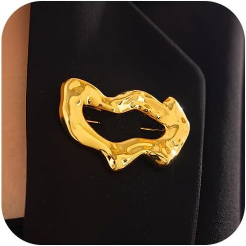 Vintage Gold Irregular Brooches for Women Unique Wave Geometric Brooch Lapel Pins Dainty Large Weird Hammered Pin Costume Suit Outfit Party Jewelry in Saudi Arabia