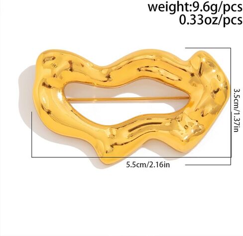 Vintage Gold Irregular Brooches for Women Unique Wave Geometric Brooch Lapel Pins Dainty Large Weird Hammered Pin Costume Suit Outfit Party Jewelry in Saudi Arabia