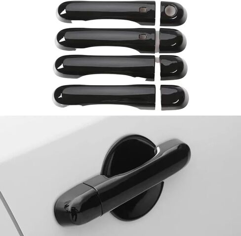 Car Exterior Door Handle for Jeep Renegade 2015-2018,Superior Performance,Durability,Chrome Door Handle Front Rear Driver & Passenger,A/Bright Black in Saudi Arabia
