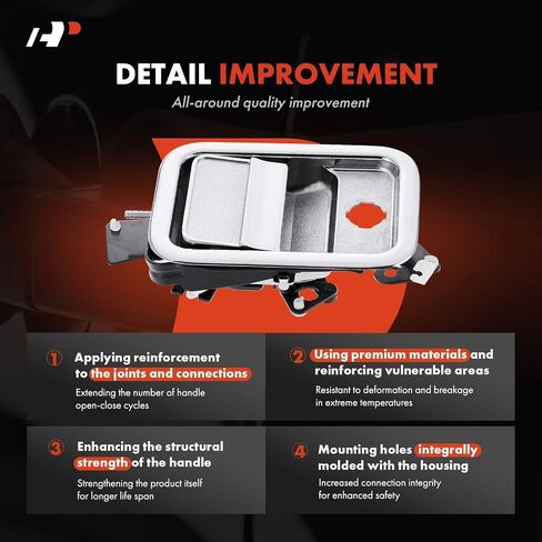 A-Premium Front Right Passenger Side Exterior Door Handle with Keyhole Compatible with Freightliner Argosy 2005-2014, Century Class 2005-2011, Columbia 2003-2011, Coronado 2005-2012, Chrome in Saudi Arabia