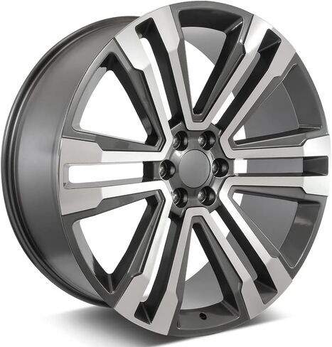 Set of 26" Machined Face W/Gunmetal Outline SLT Style Wheels for Chevy Tahoe, Silverado, GMC, Yukon, Sierra, Cadillac Escalade (26x10, 31mm Offset) in Saudi Arabia