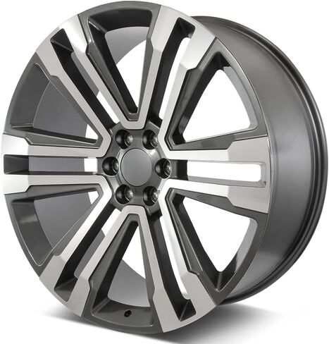 Set of 26" Machined Face W/Gunmetal Outline SLT Style Wheels for Chevy Tahoe, Silverado, GMC, Yukon, Sierra, Cadillac Escalade (26x10, 31mm Offset) in Saudi Arabia