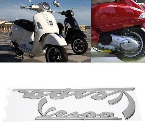 POCREATION Motorcycle Emblem Sticker, 3-Dimensional Decal for GTS300 LX125 LX150 Sprint Primavera 300 LX LXV Super(Silver) in Saudi Arabia