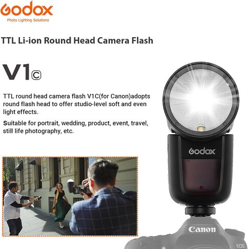فلاش كاميرا GODOX V1 V1-S مستدير الرأس لسوني، 2.4G TTL Sony Flash Speedlite، 1/8000 HSS Speedlight لسوني، بطارية ليثيوم أيون قابلة لإعادة الشحن، 480 لقطة طاقة كاملة، مصباح تشكيل LED 10 مستويات in Saudi Arabia