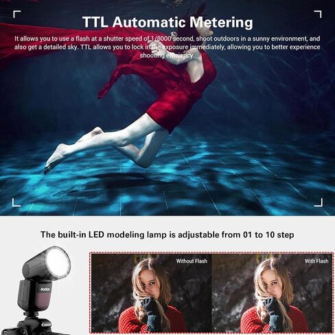 فلاش كاميرا GODOX V1 V1-S مستدير الرأس لسوني، 2.4G TTL Sony Flash Speedlite، 1/8000 HSS Speedlight لسوني، بطارية ليثيوم أيون قابلة لإعادة الشحن، 480 لقطة طاقة كاملة، مصباح تشكيل LED 10 مستويات in Saudi Arabia