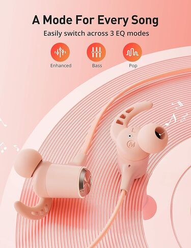 Wireless Headphones, Bluetooth 5.2 Stereo aptX Wireless Earbuds Bass Bluetooth Earbuds Bulit-in Mic with 16H Playtime, Magnetic, IPX7 Waterproof Perfect for Sport, Gym in Saudi Arabia