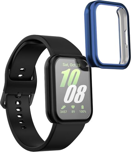 kwmobile Case Compatible with Samsung Galaxy Fit 3 Case - 2X TPU Silicone Fitness Tracker Cover - Black/Rose Gold in Saudi Arabia