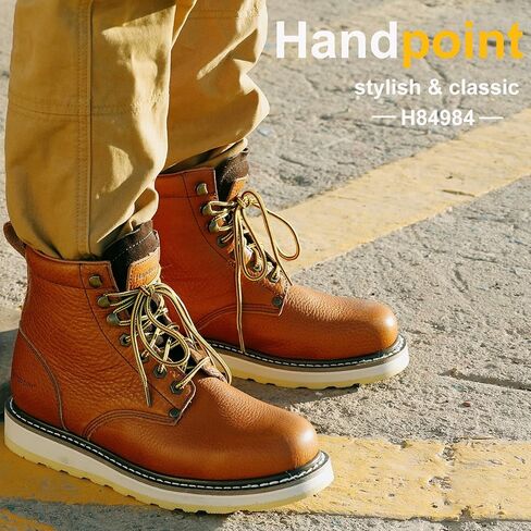 Handrock Men الكلاسيكي الأنيق 6 بوصة أخمص القدمين ناعمة eh أحذية العمل - بني 84984 in Kuwait