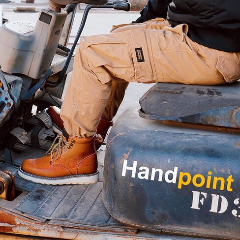 Handrock Men الكلاسيكي الأنيق 6 بوصة أخمص القدمين ناعمة eh أحذية العمل - بني 84984 in Kuwait