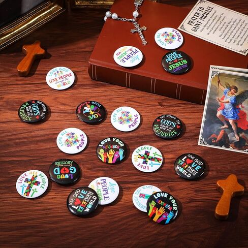 Giegxin 48 Pcs Christian Button Pins Bulk Mini Faith Adventure Pins Religious Bible Buttons Inspirational Rewards Gifts for Backpacks Holiday Birthday VBS Party Favor in Kuwait