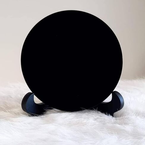Black Obsidian Scrying Mirror with Plastic Stand, 80mm Premium Quality Obsidian Mirror for Meditation, Witchcraft, Divination And Spiritual Practices in Saudi Arabia