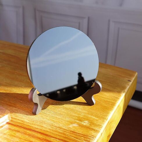 Black Obsidian Scrying Mirror with Plastic Stand, 80mm Premium Quality Obsidian Mirror for Meditation, Witchcraft, Divination And Spiritual Practices in Saudi Arabia