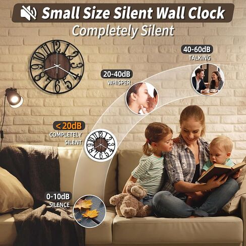 بطارية على مدار الساعة Maxstar تعمل ، صامتة غير محددة من الساعات المعدنية الريفية الدائرية الصغيرة الصغيرة لغرفة المعيشة/غرفة نوم/مكتب/مطبخ/مزرعة ديكور المنزل-16 بوصة (صفراء) in Kuwait