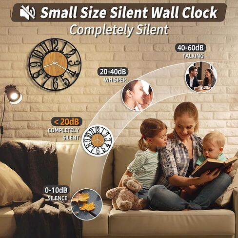 بطارية على مدار الساعة Maxstar تعمل ، صامتة غير محددة من الساعات المعدنية الريفية الدائرية الصغيرة الصغيرة لغرفة المعيشة/غرفة نوم/مكتب/مطبخ/مزرعة ديكور المنزل-16 بوصة (صفراء) in Kuwait