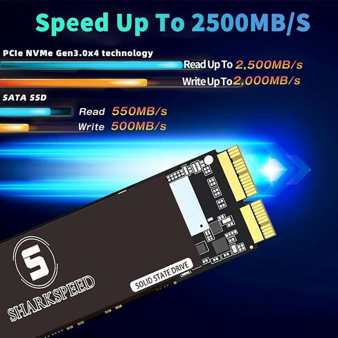 Sharkspeed SSD 512GB استبدال MacBook Air Mid 2012 A1465 EMC 2558 A1466 EMC 2559 (MacOS مثبت مسبقًا) in Kuwait