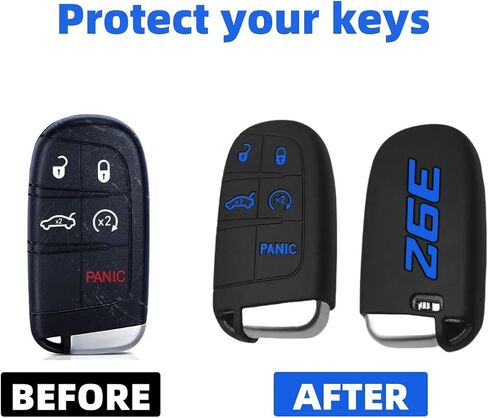 Silicone 392 Key Fob Cover with Key Chain Key Fob Shell Case Compatible with Charger Durango Challenger RAM 5 Buttons(392-yellow) in Saudi Arabia