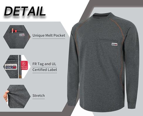 TICOMELA FR Shirts for Men | Flame Resistant Shirt,Welding & Electrical Work,Stretch,CAT2 NFPA 2112 Compliant,100% Cotton in Kuwait