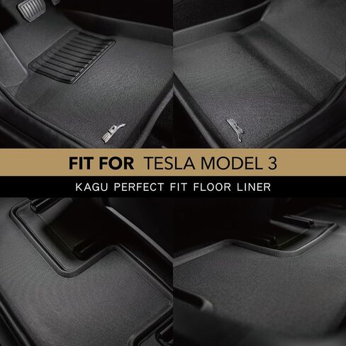 3D MAXpider Custom Fit KAGU Floor Mat (BLACK) for 2018-2019 TESLA MODEL 3 - 1ST ROW 2ND ROW in Saudi Arabia